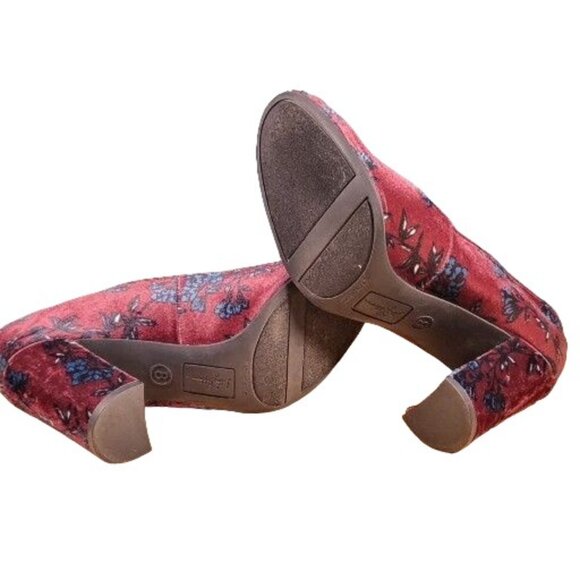 Libby Edelman Block Heels Women Sz 8M Velveteen Sean Floral Pump Boho Workwear - Picture 8 of 9